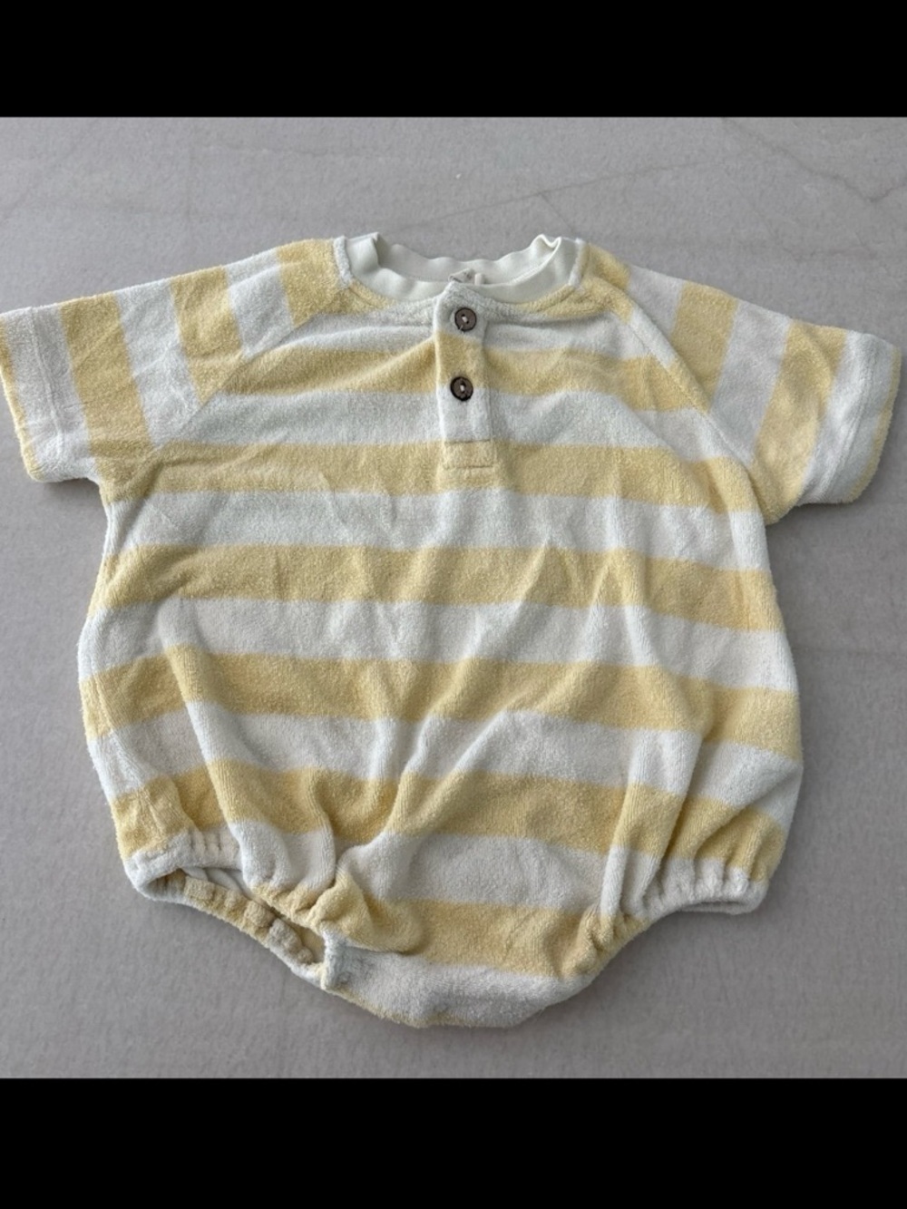 Quincy Mae Yellow & White Striped Bubble Romper